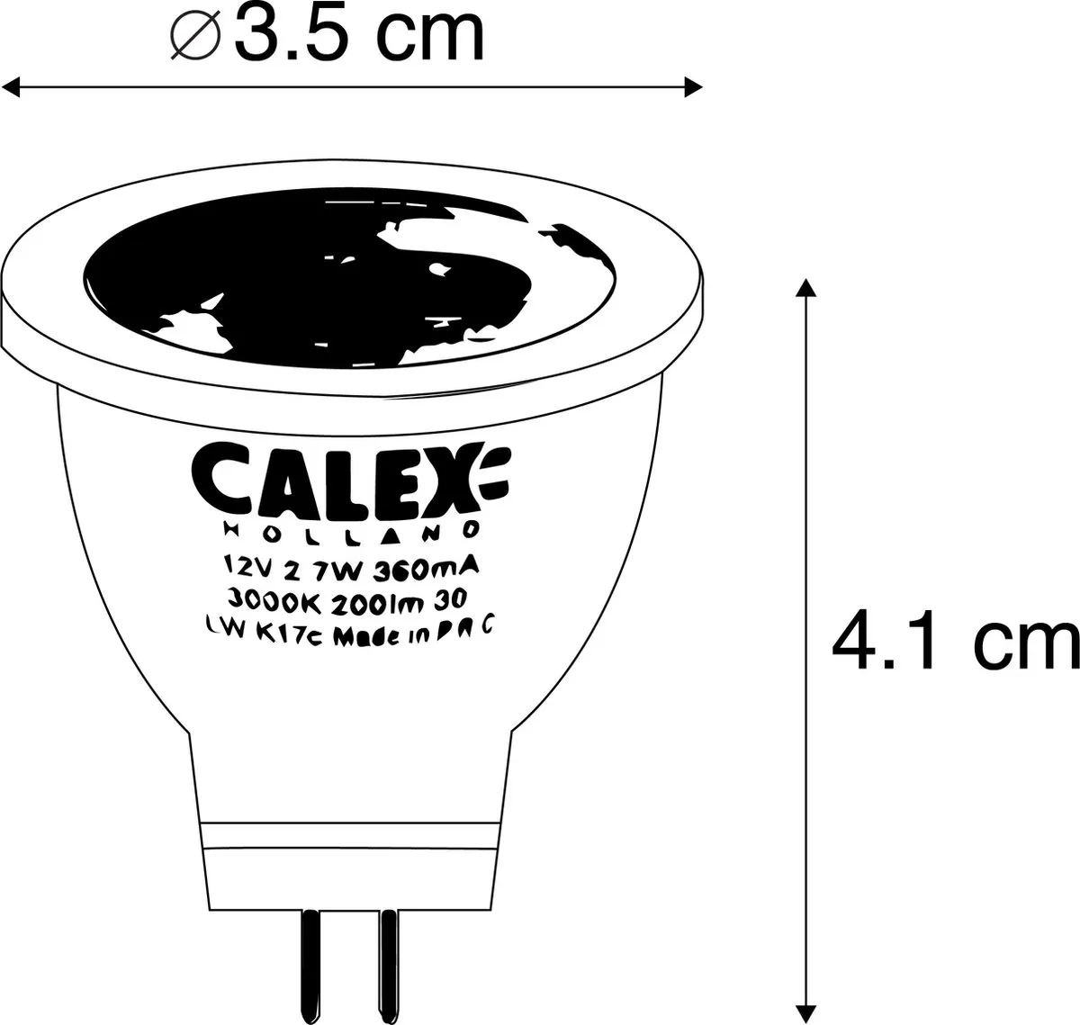 Calex LED Reflectorlamp Ø35 GU4 230 Lm - Warm wit