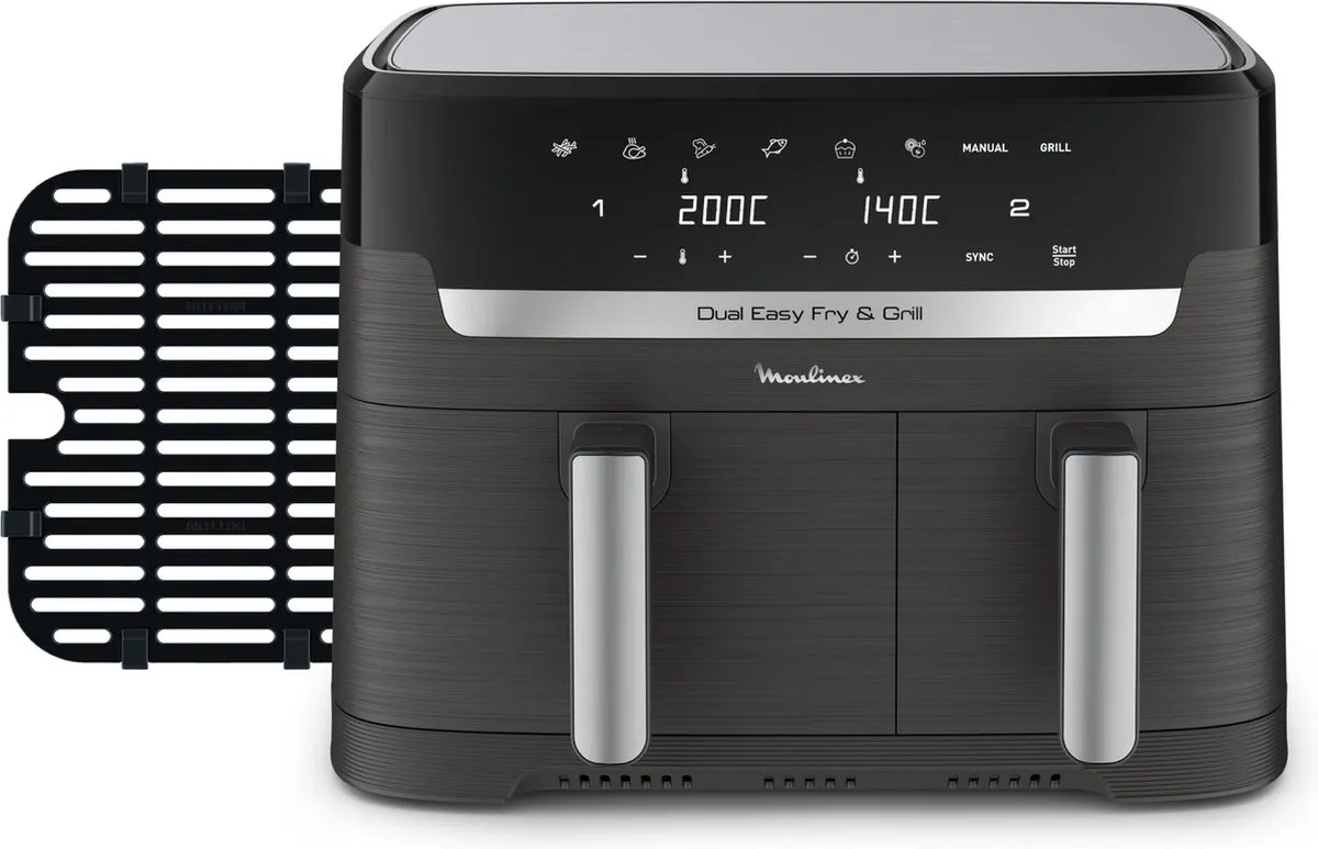 Moulinex Dual Easy Fry EZ905B20 Dubbele Airfryer 8,3L - Donkergrijs