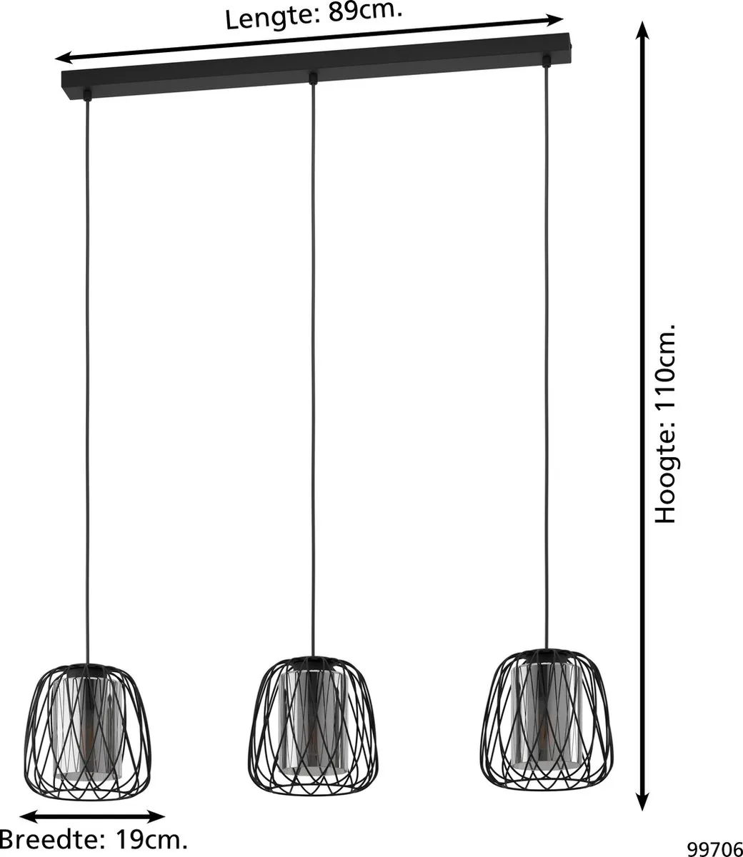 Eglo Floresta Hanglamp 89cm - Zwart