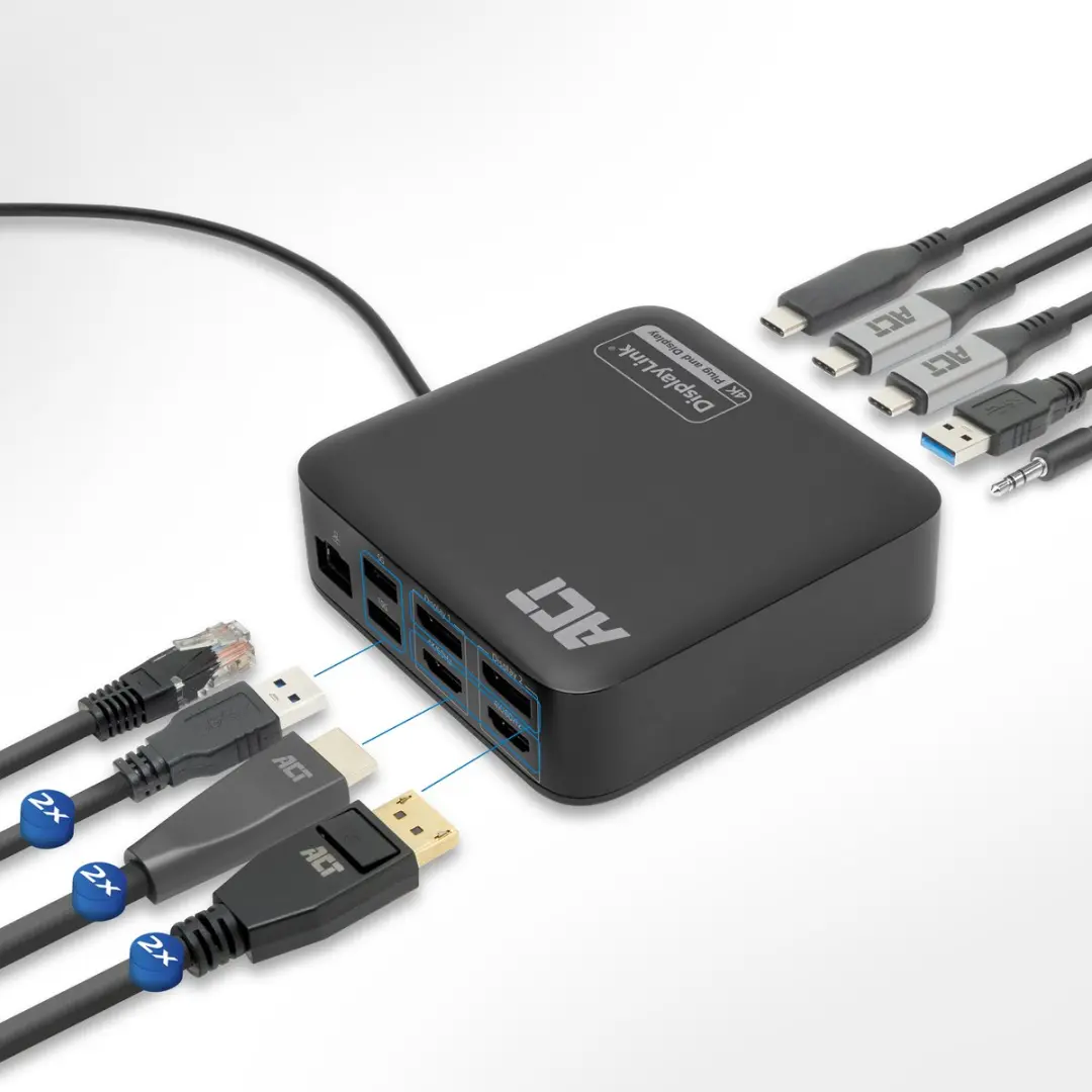 ACT AC7150 USB-C Dockingstation 4K - 2x HDMI/DisplayPort - Zwart