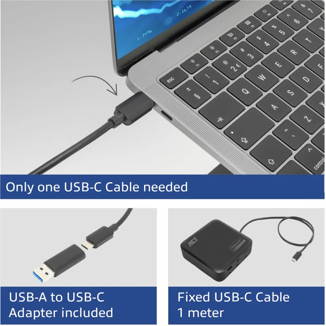 ACT AC7150 USB-C Dockingstation 4K - 2x HDMI/DisplayPort - Zwart - afbeelding 6 van 6