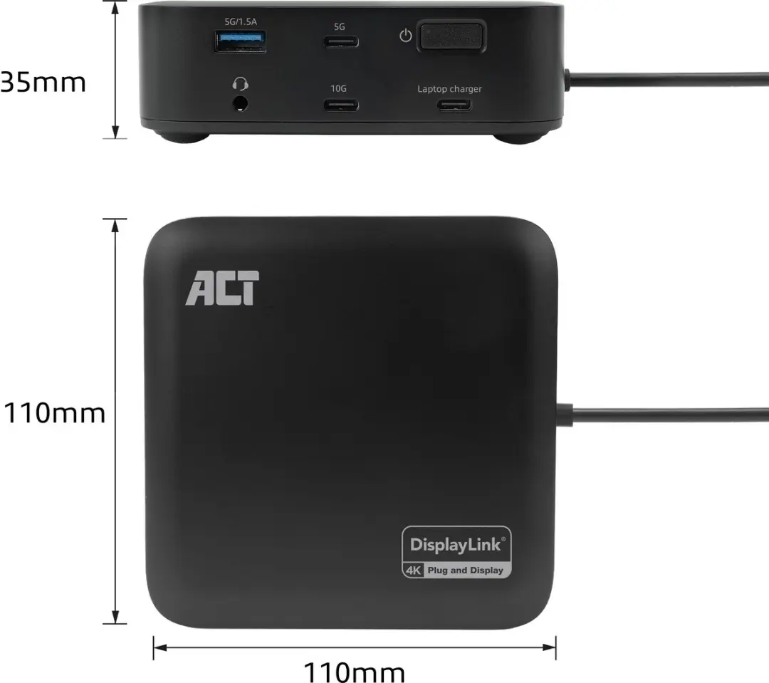 ACT AC7150 USB-C Dockingstation 4K - 2x HDMI/DisplayPort - Zwart