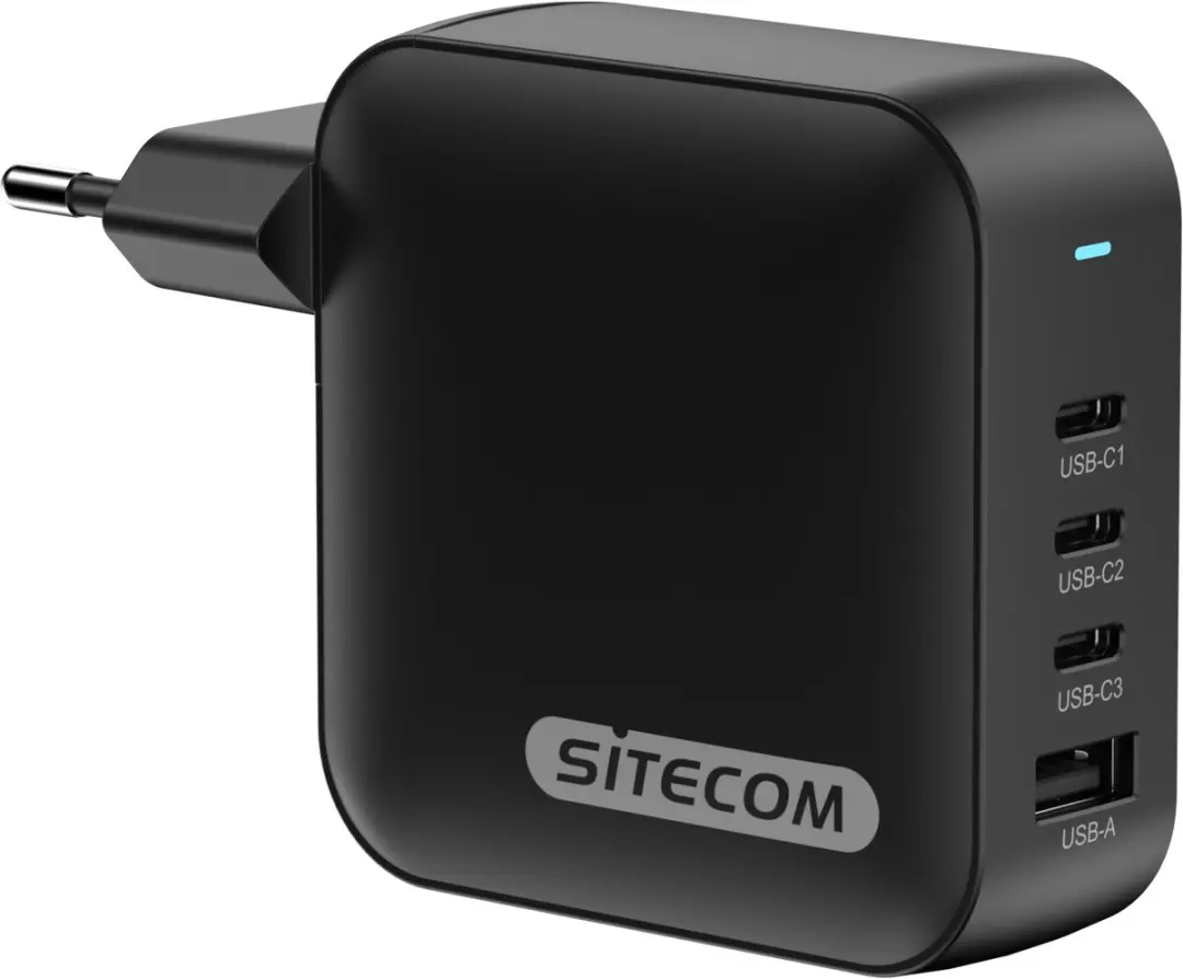 Sitecom 165W USB-C Wall Charger - 4 Poorten - Zwart - afbeelding 6 van 6