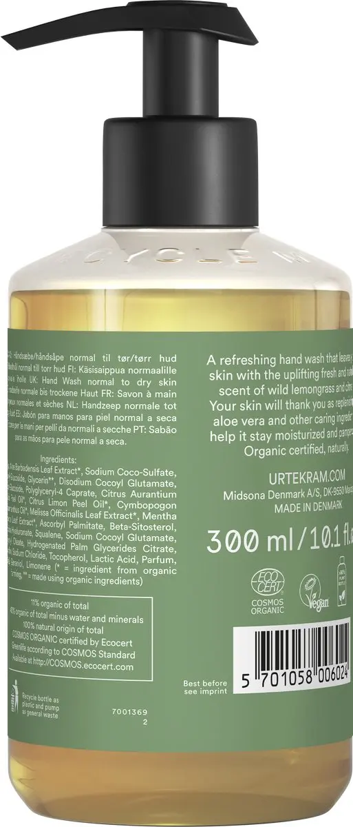 Urtekram Wild Lemongrass Vloeibare Handzeep 300ml