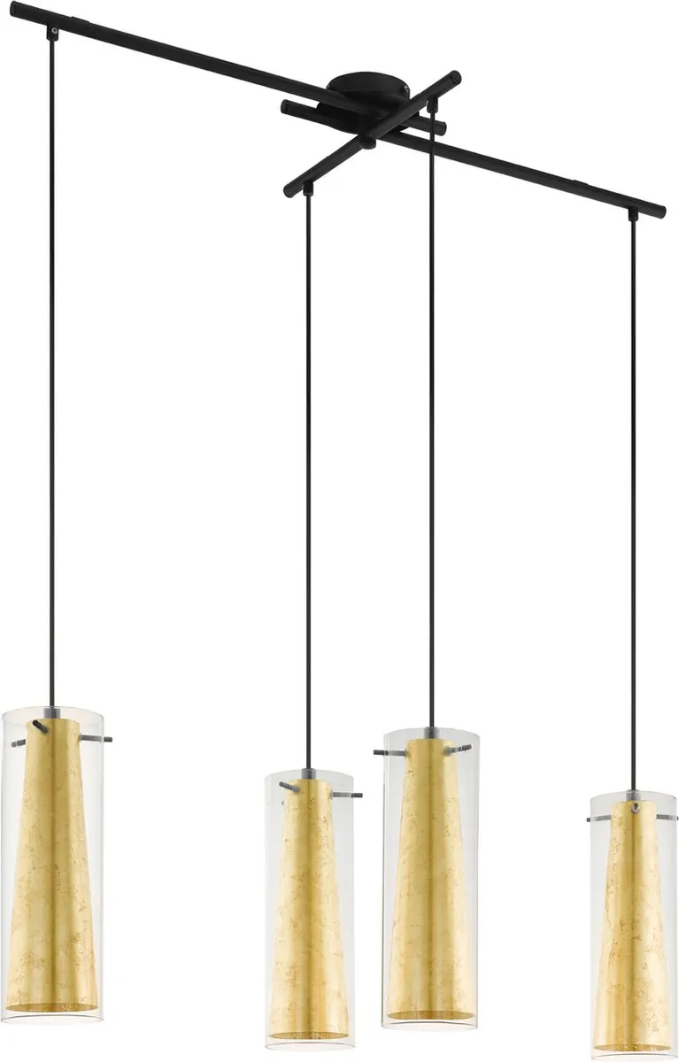 Eglo Pinto Gold Hanglamp E27 - 3 Lichthoorns - 90,5 cm - Zwart/Goud