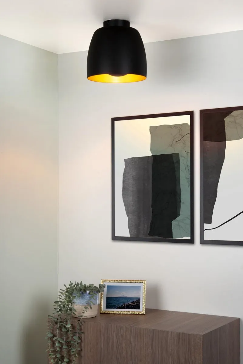 Lucide NOLAN Plafondlamp Ø24cm - 1xE27 - Zwart