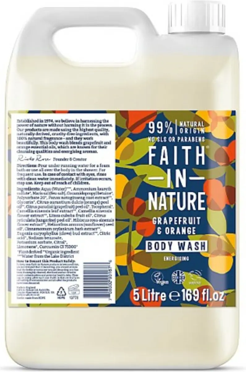 Faith In Nature Grapefruit & Sinaasappel Bad- en Douchegel 5L