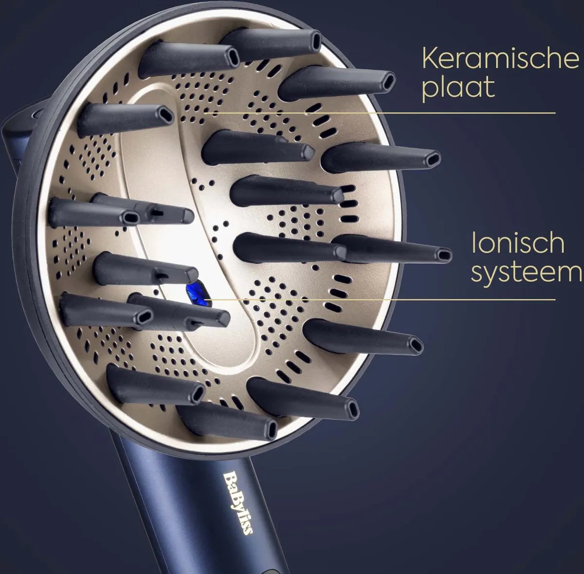 BaByliss ACAS6550DIF Air Wand Diffuser - Donkerblauw/Goud