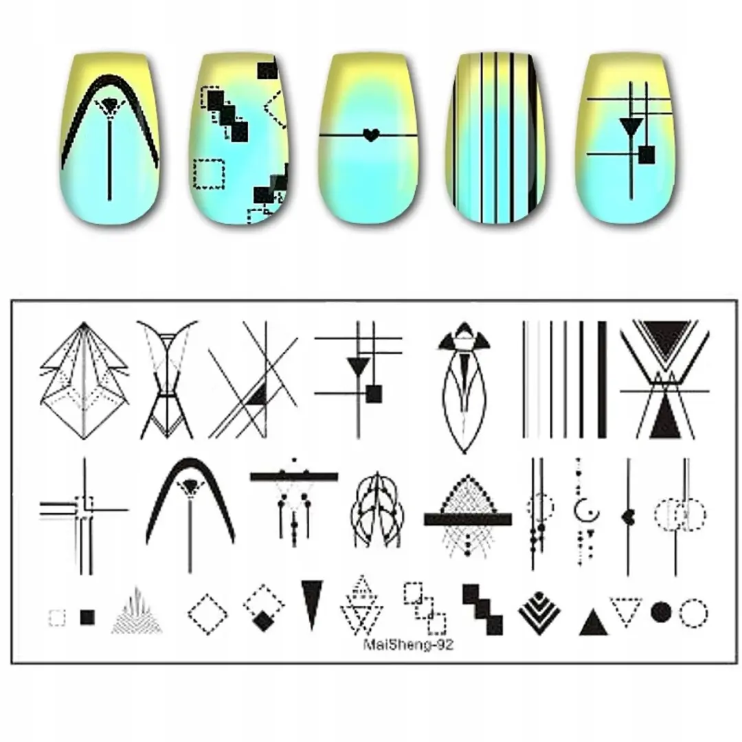 Born Pretty MaiSheng Nagel Stempelplaat Geometrisch 12x6cm