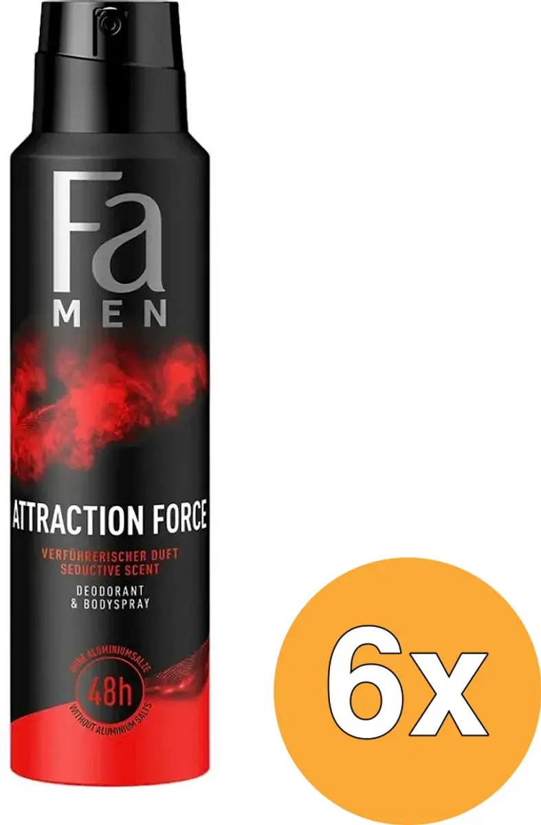 Fa Men Attraction Force Deodorant Spray - 6x150ml