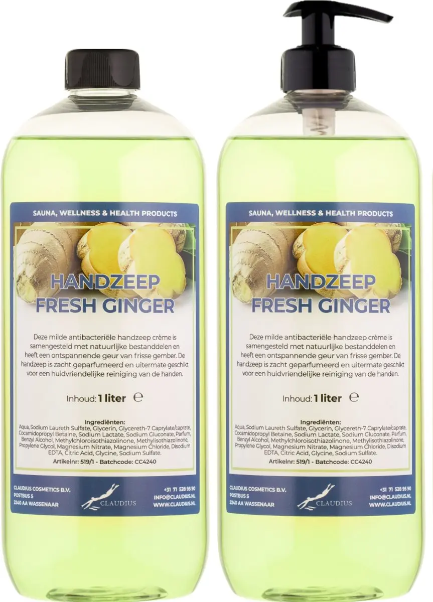 Splashbox Cosmetics Handzeep Fresh Ginger 2 Liter - 2 Stuks