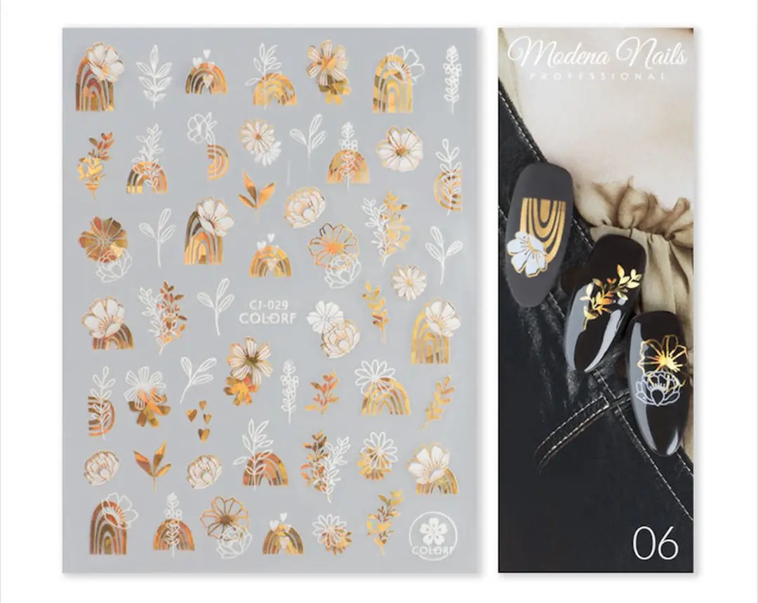 Modena Nails Nail Art Stickers Gold Glam #06