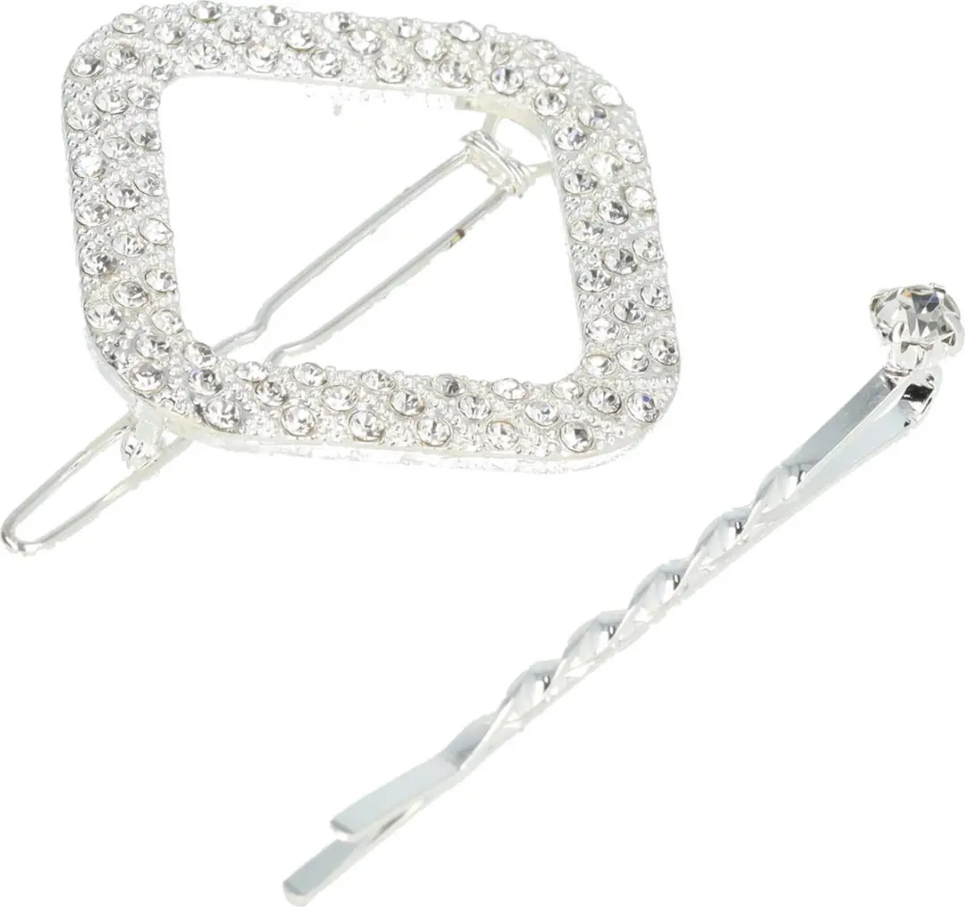 Haarsoires Haarspeld 4,5cm - Glitter Zilver - Set van 2