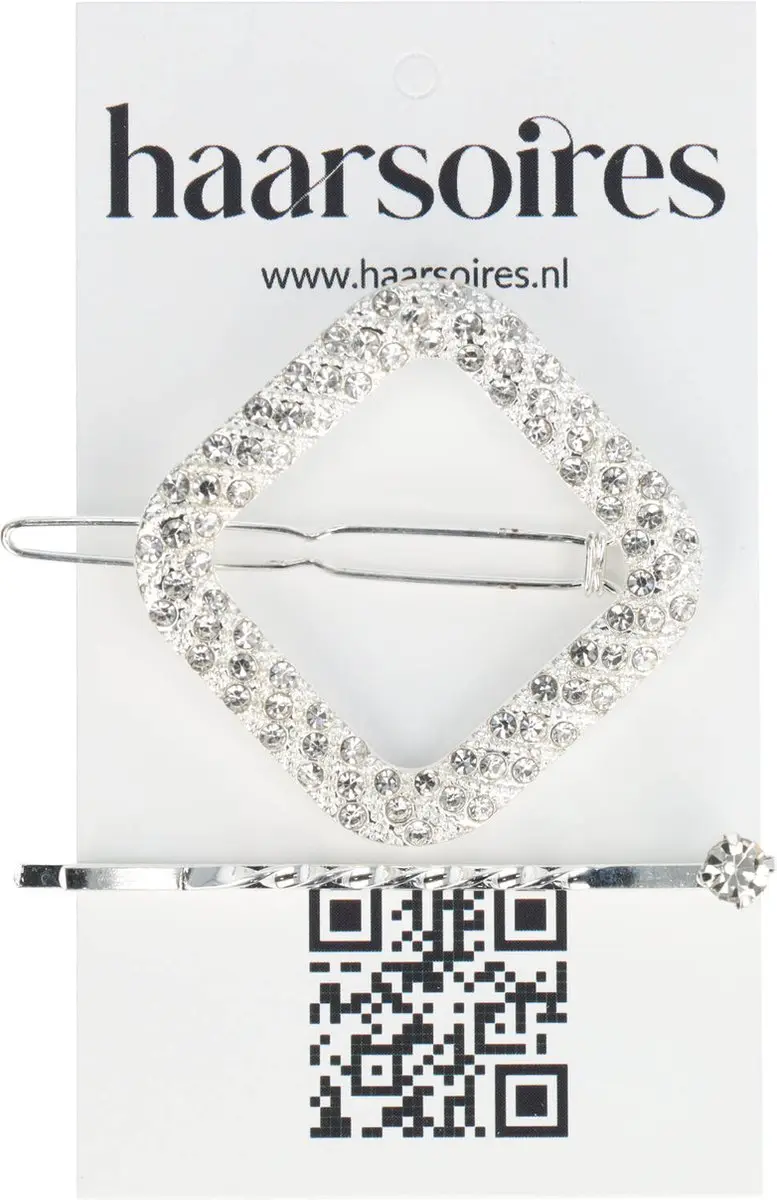 Haarsoires Haarspeld 4,5cm - Glitter Zilver - Set van 2