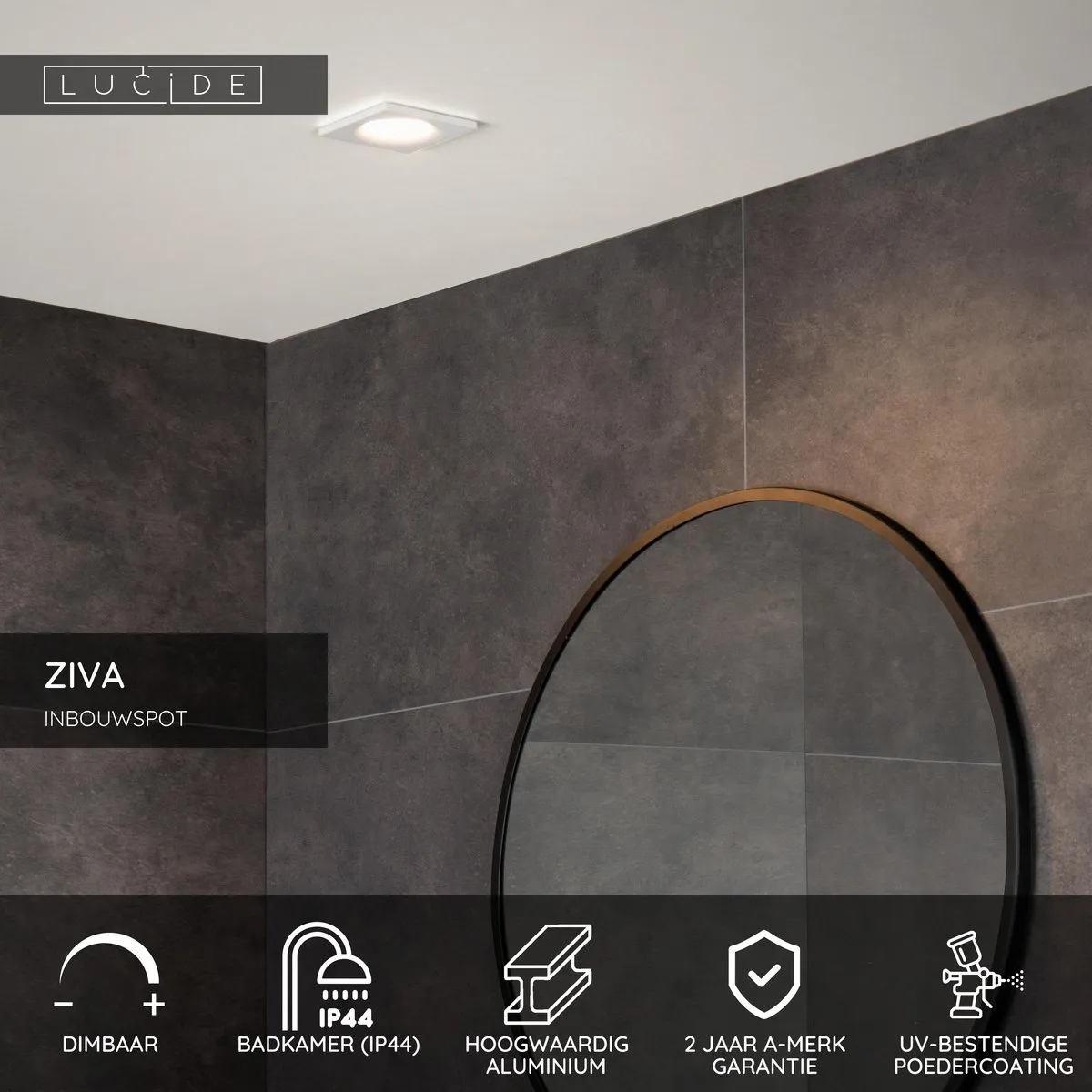 Lucide ZIVA Inbouwspot GU10 IP44 - Wit