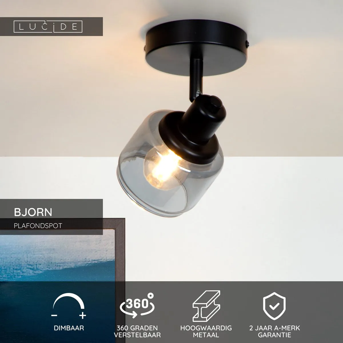 Lucide BJORN Plafondspot E14 - Zwart