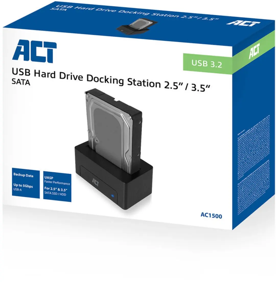 ACT AC1500 Harde Schijf Docking Station - USB 3.0 - Zwart