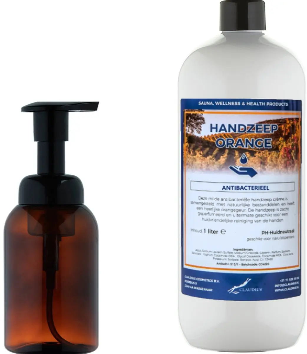 Splashbox Cosmetics Zeepdispenser 300ml + 1L Handzeep Orange Navulling