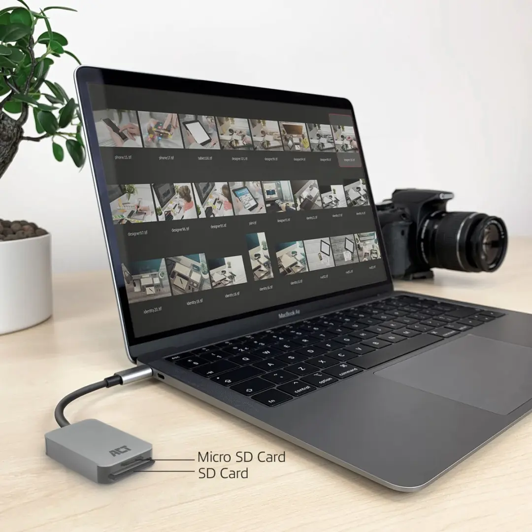 ACT AC7056 USB-C Kaartlezer SD/microSD - Zwart Zilver - afbeelding 6 van 6