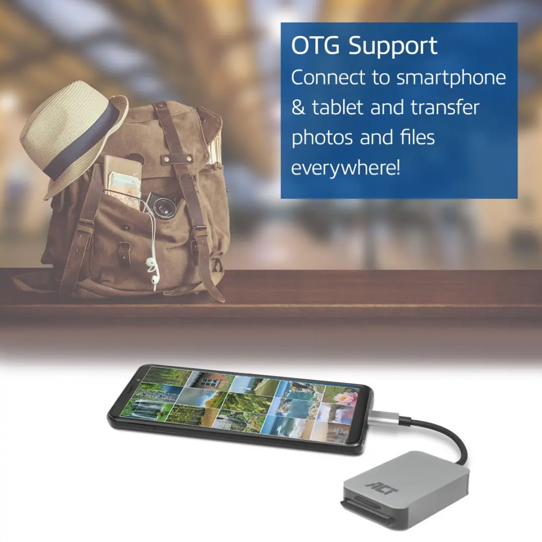ACT AC7056 USB-C Kaartlezer SD/microSD - Zwart Zilver