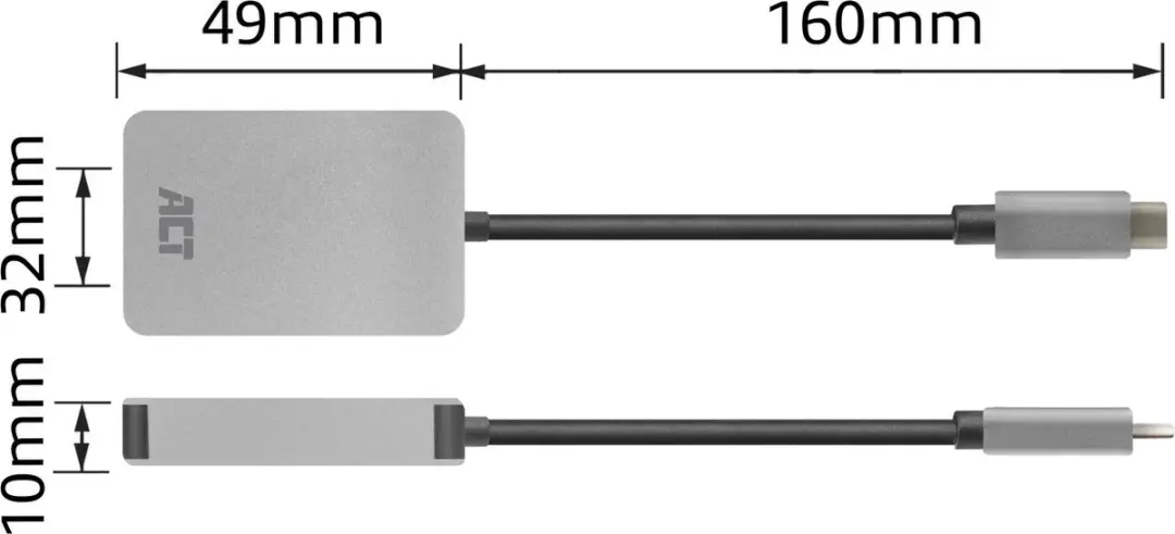 ACT AC7056 USB-C Kaartlezer SD/microSD - Zwart Zilver