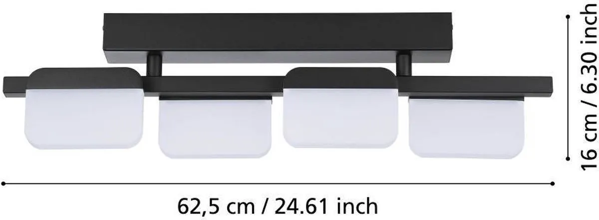 Eglo Ervidel Plafondlamp LED 62,5cm - 6 Lichtpunten - Zwart