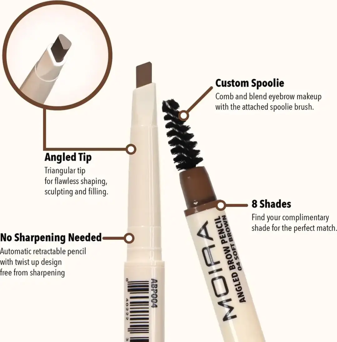 Moira Angled Brow Pencil 04 Soft Brown - 0,5 g