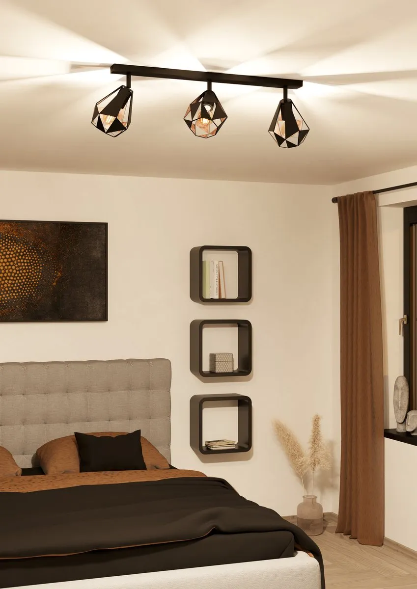 Eglo Carlton 7-Spot Plafondlamp 73cm - Zwart/Koper