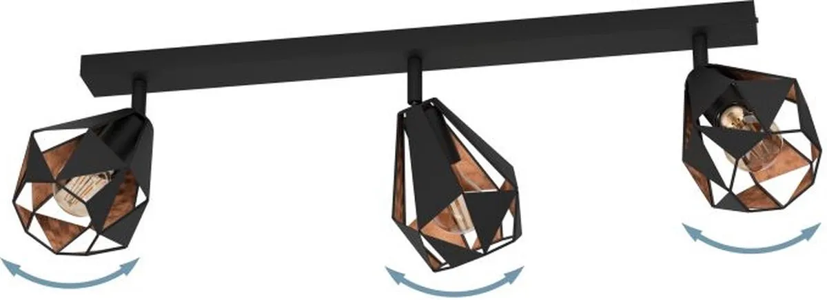 Eglo Carlton 7-Spot Plafondlamp 73cm - Zwart/Koper