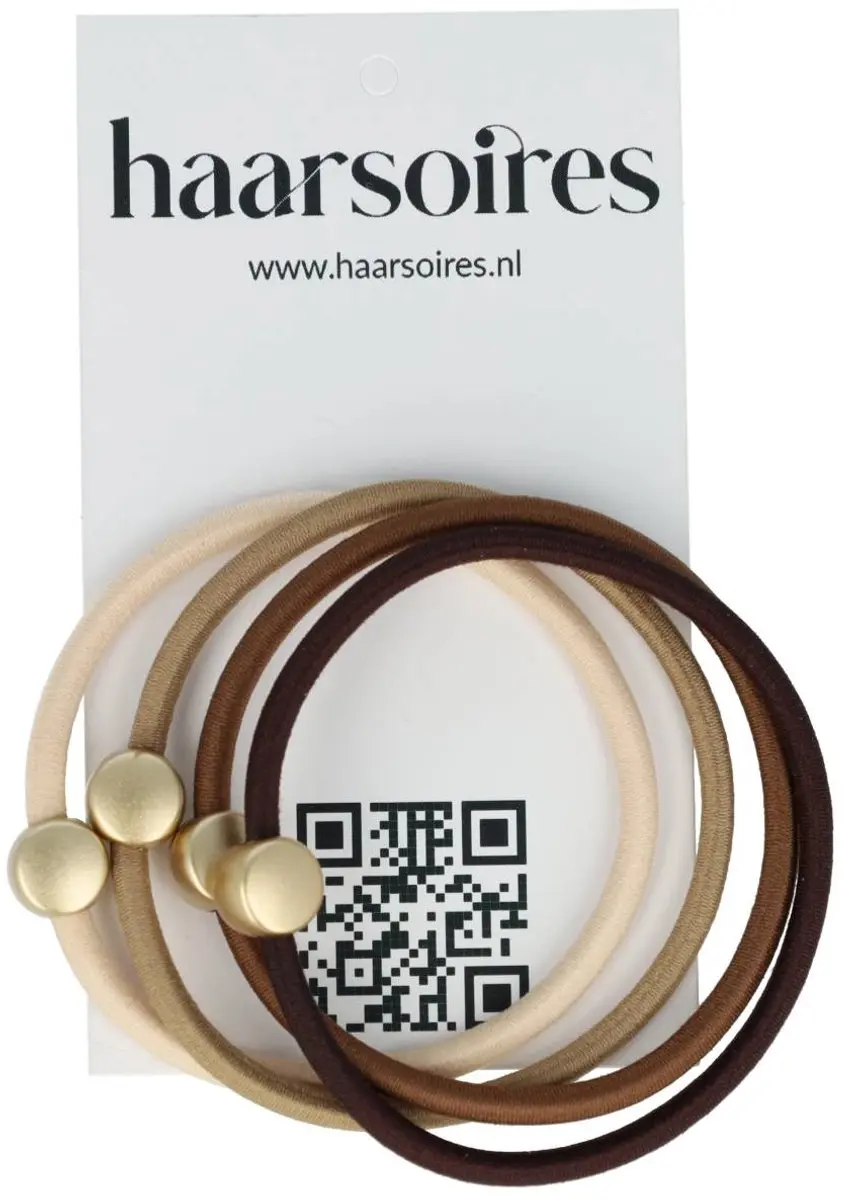 Haarsoires Haarelastieken Kraal 1cm - Bruin Goud - 4 Stuks