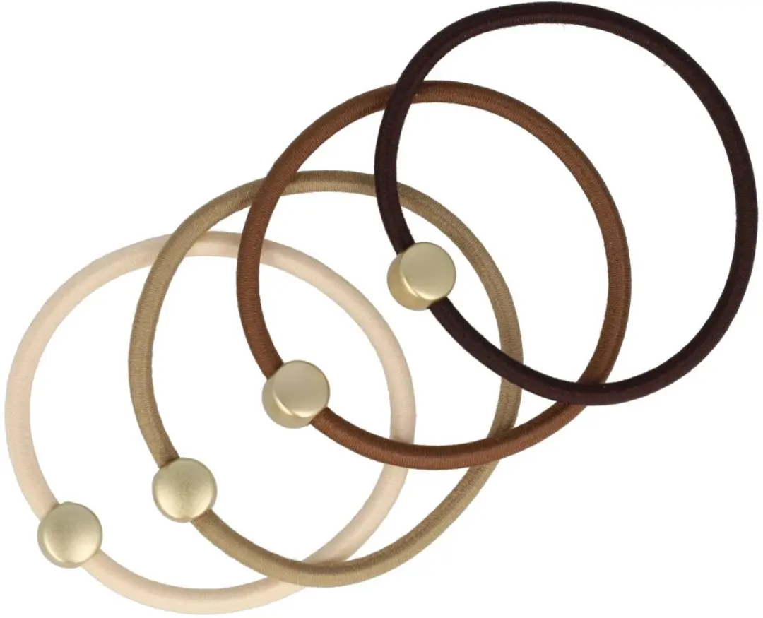Haarsoires Haarelastieken Kraal 1cm - Bruin Goud - 4 Stuks