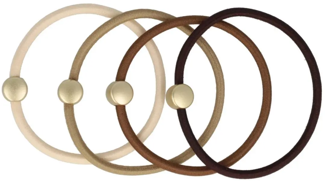 Haarsoires Haarelastieken Kraal 1cm - Bruin Goud - 4 Stuks