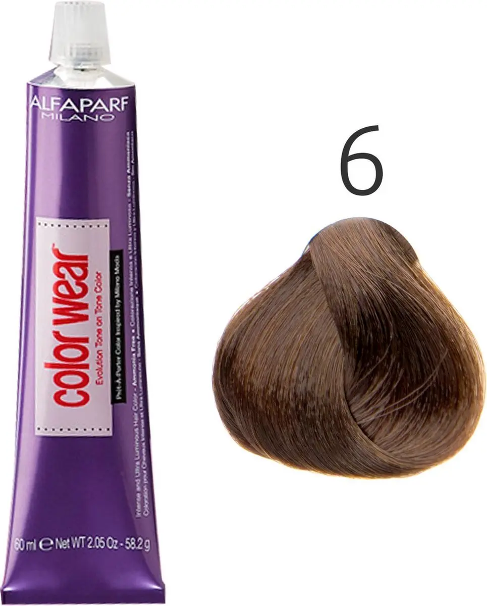 ALFAPARF Color Wear 6 Bruin Kleurspoeling 60ml - Zwart