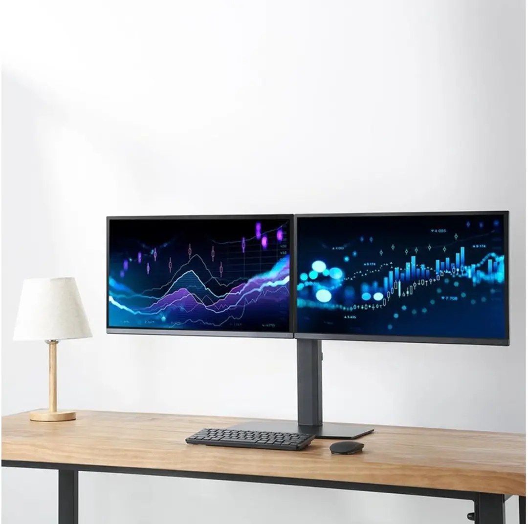 ACT AC8332 Gasveer Monitorbureausteun 2x tot 27" - Zwart - afbeelding 6 van 6