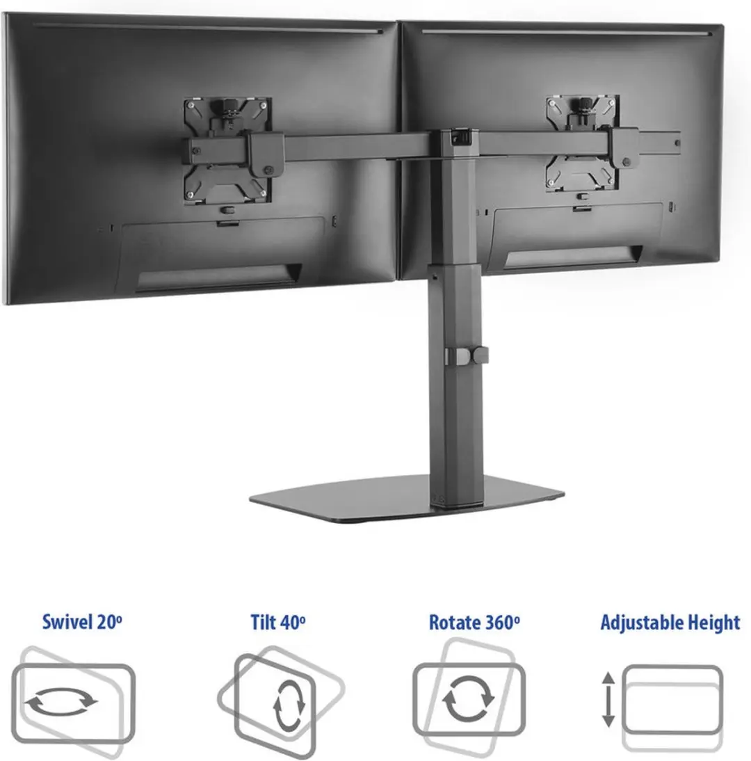ACT AC8332 Gasveer Monitorbureausteun 2x tot 27" - Zwart