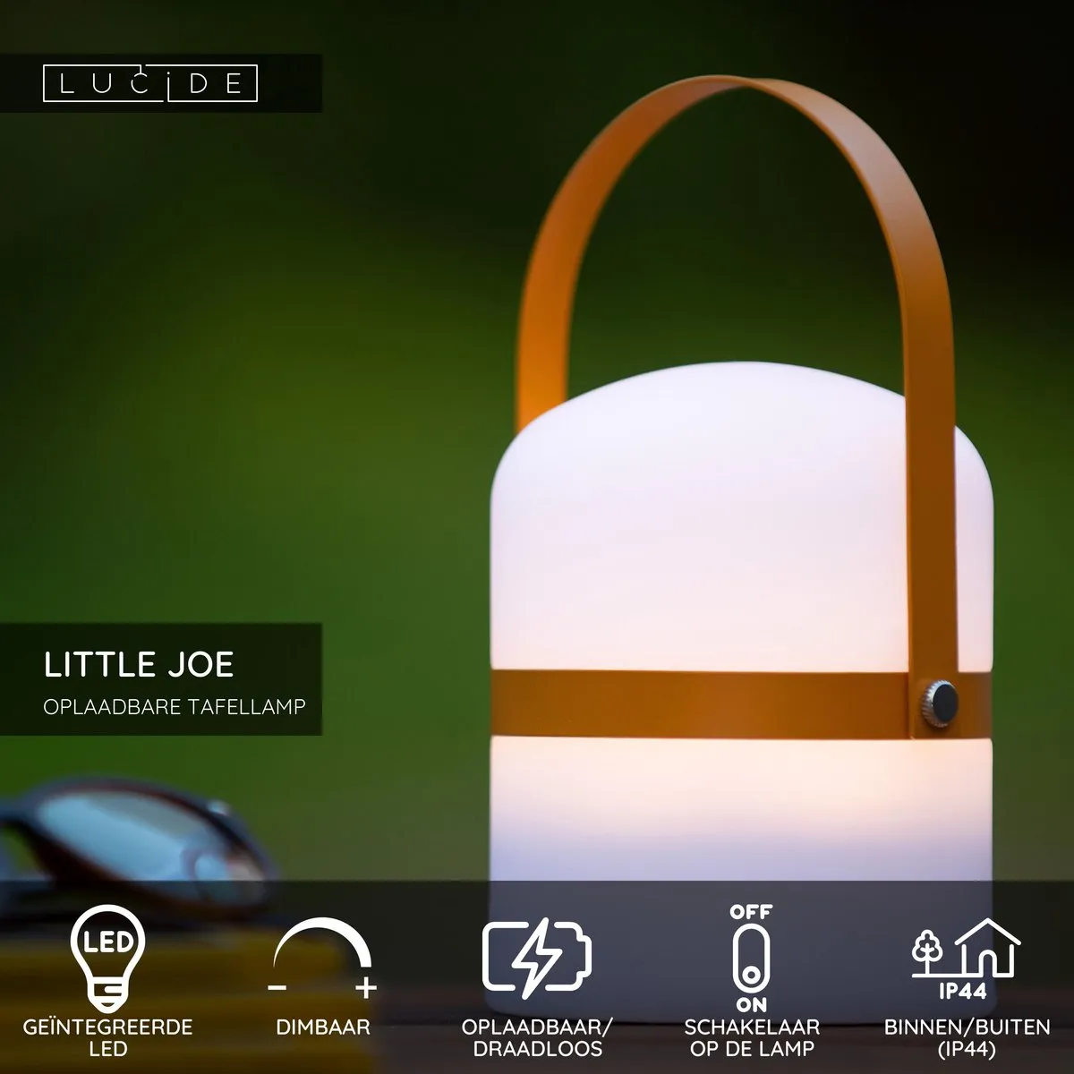 Lucide Little Joe Oplaadbare LED Tafellamp 3000K - Bruin