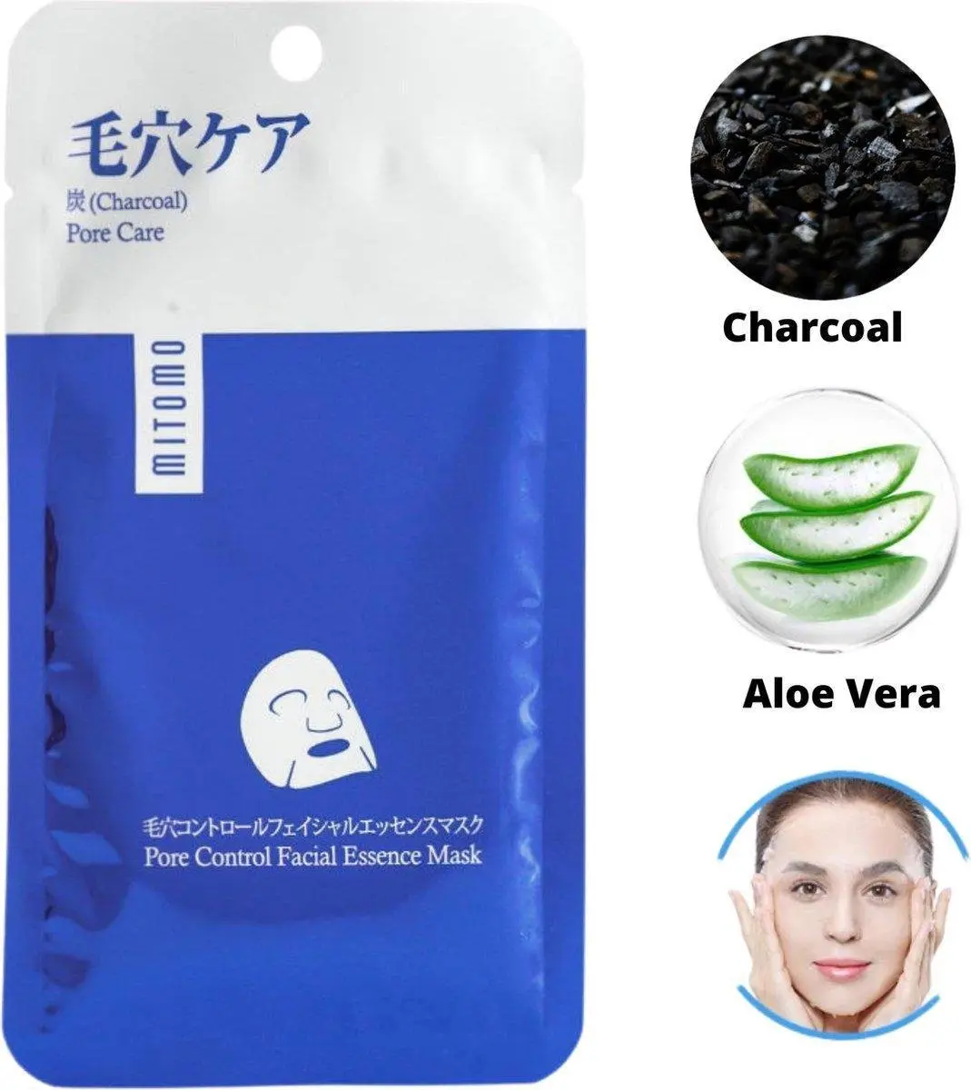 Mitomo Charcoal Pore Care Essence Gezichtsmasker - 6x25g