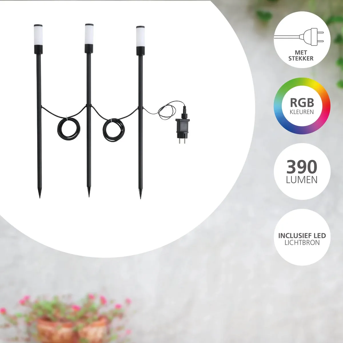 Eglo Zancaro 1 Grondpin Buiten LED 60cm - RGB - 3 Stuks