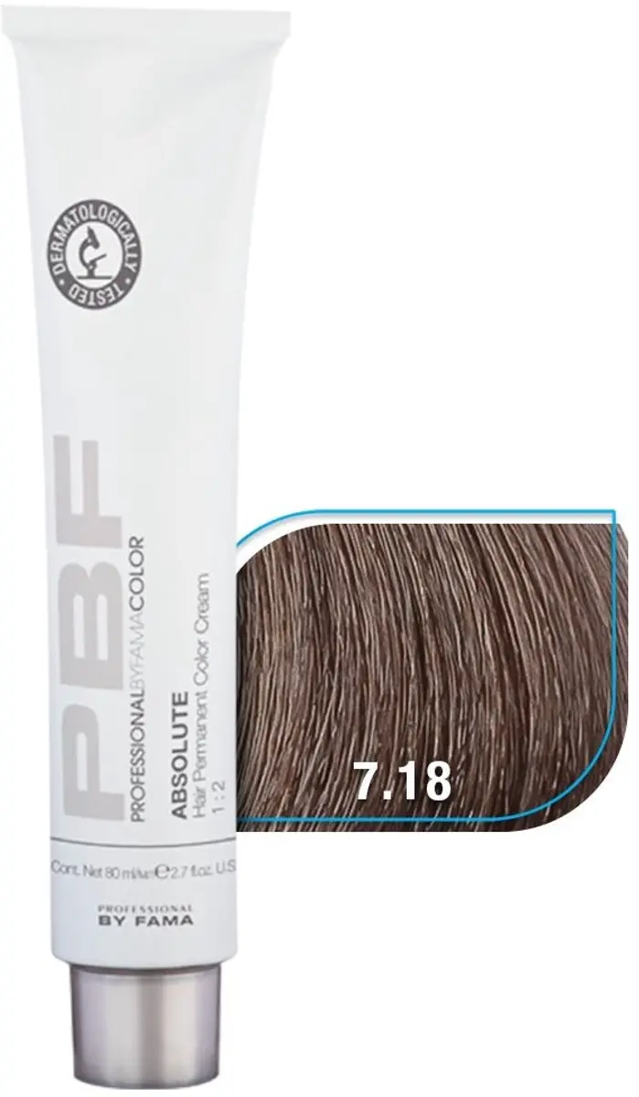 By Fama Color Absolute Natural Cenizo Tinte 7.18
