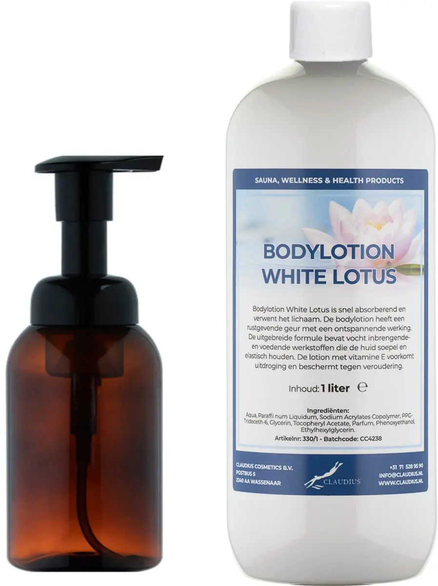 Splashbox Cosmetics Zeepdispenser 300ml + White Lotus Bodylotion 1L