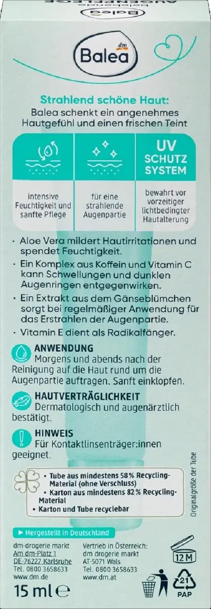 Balea Oogcrème Donkere Kringen 15ml - Vitamine C - afbeelding 6 van 6