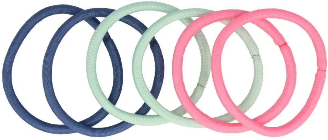 Haarsoires Haarelastieken Basic - Roze/Blauw/ Groen - 6 Stuks