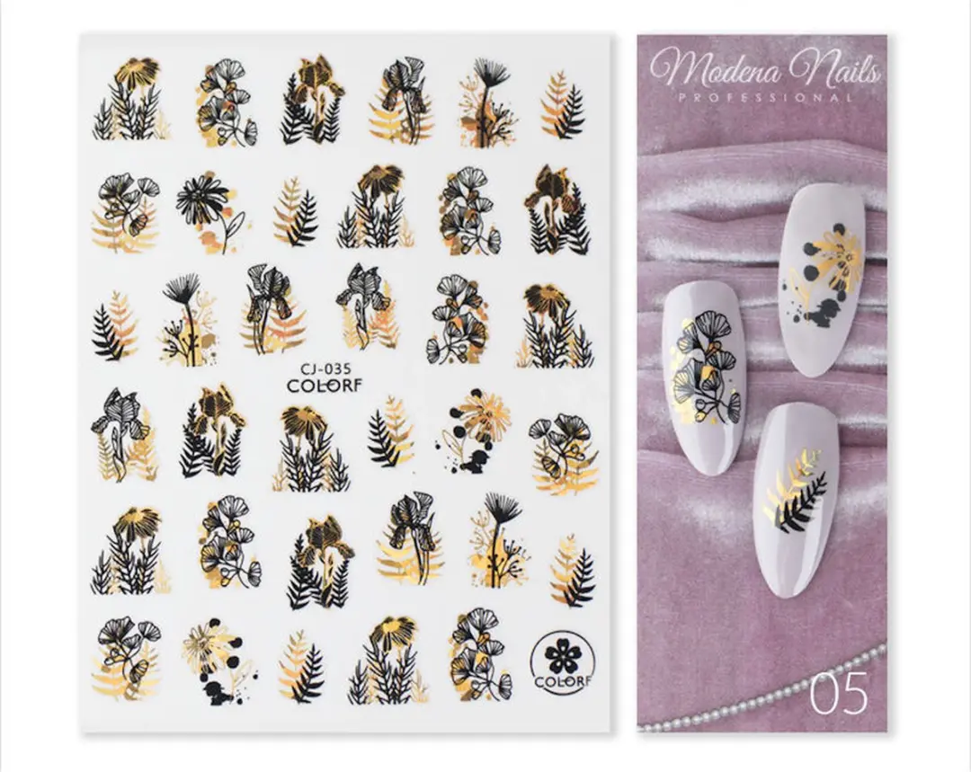 Modena Nails Nail Art Stickers Gold Glam #05