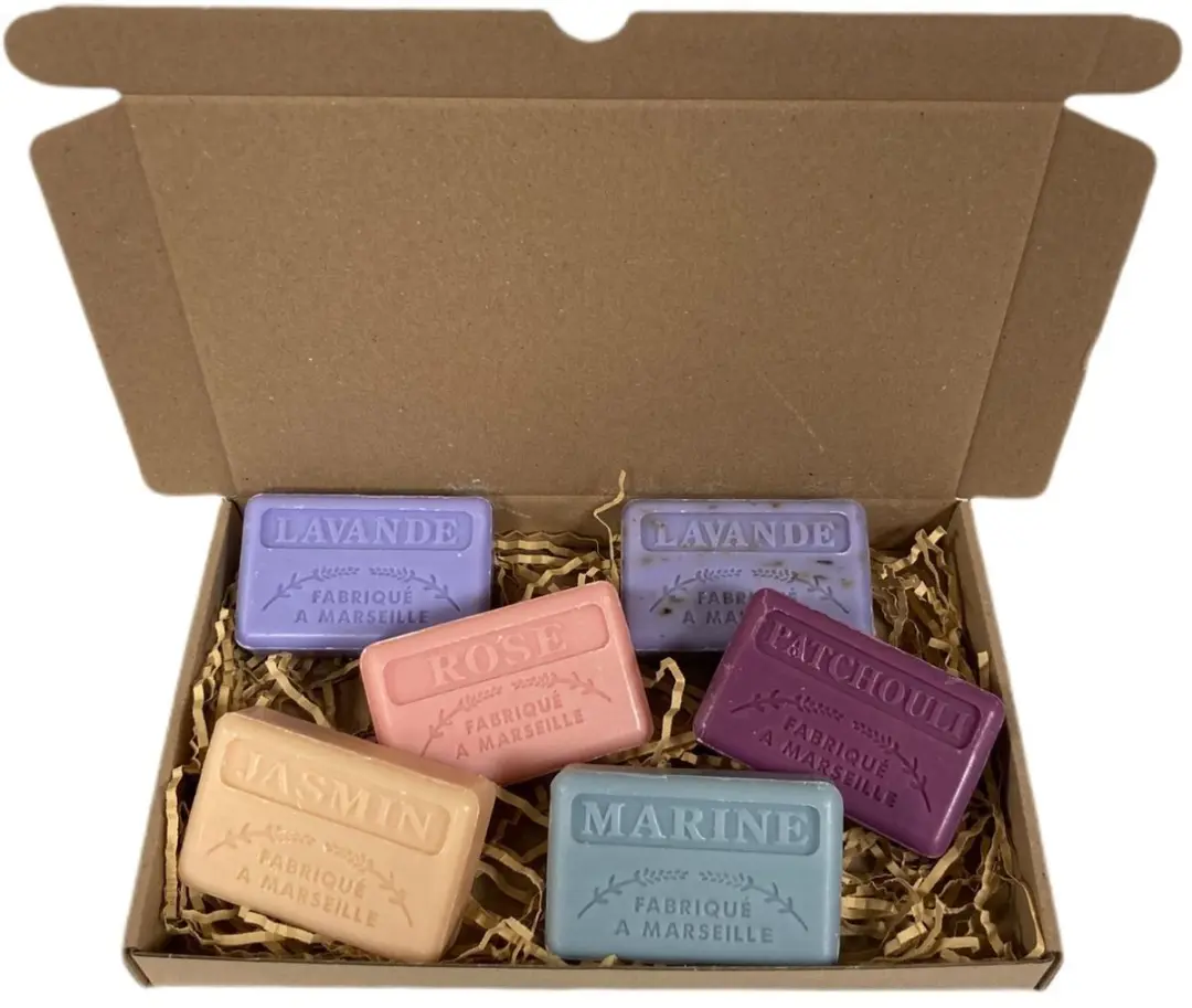 Savon de Marseille Zeepset 6x125g - Lavendel/Rose/Jasmijn/Patchouli/Marine