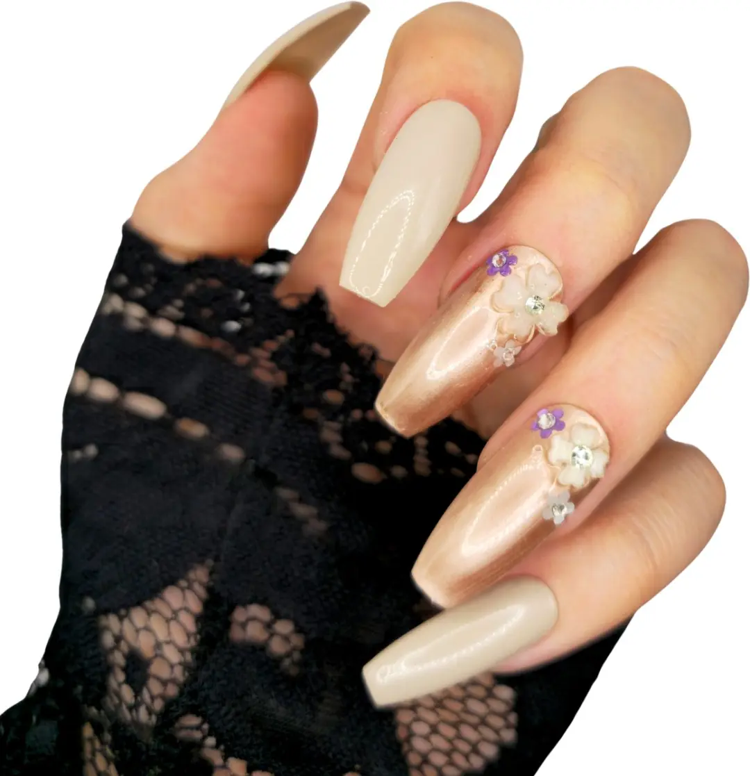 SD Press on Nails No. 11 Innocente XL Ballerina Coffin Plaknagels