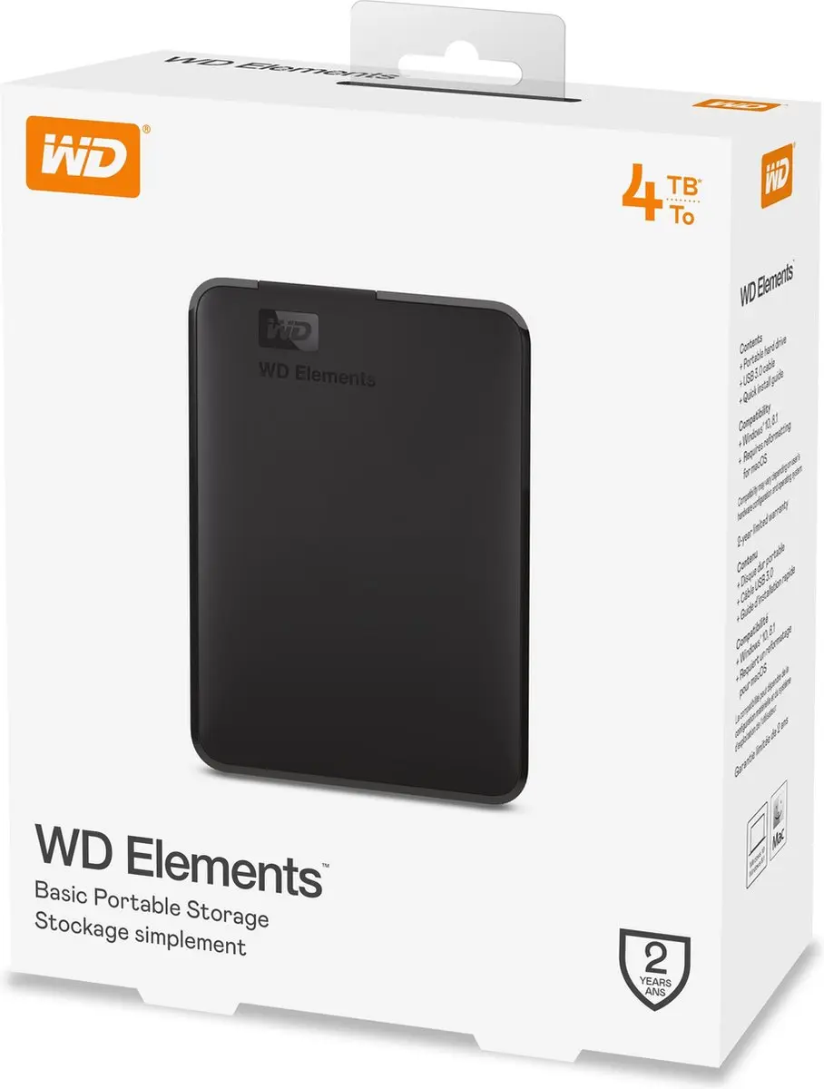 Western Digital Elements WDBU6Y0040BBK-WESN Externe Harde Schijf 4TB - Zwart