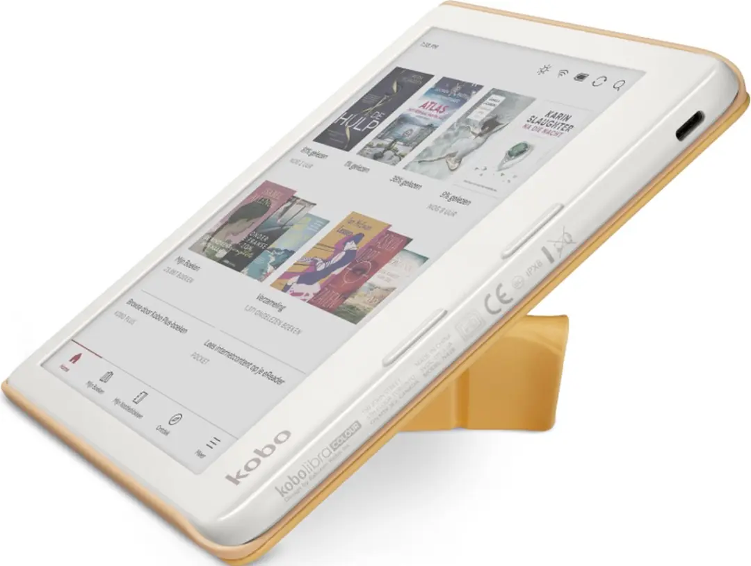 Kobo Libra Colour Hoes - Geel - Ingebouwde standaard