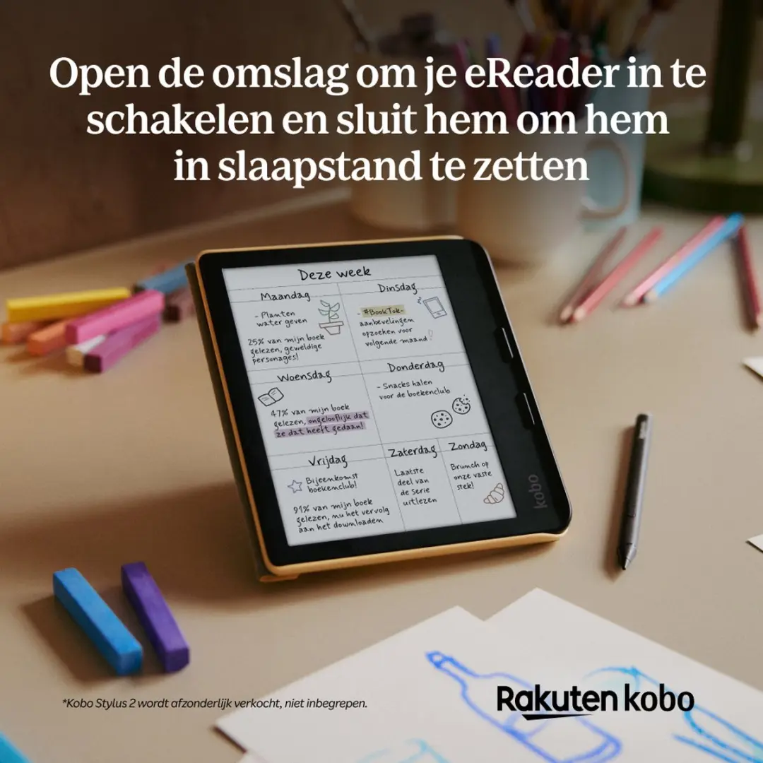 Kobo Libra Colour Hoes - Blauw - Ingebouwde standaard - afbeelding 6 van 6