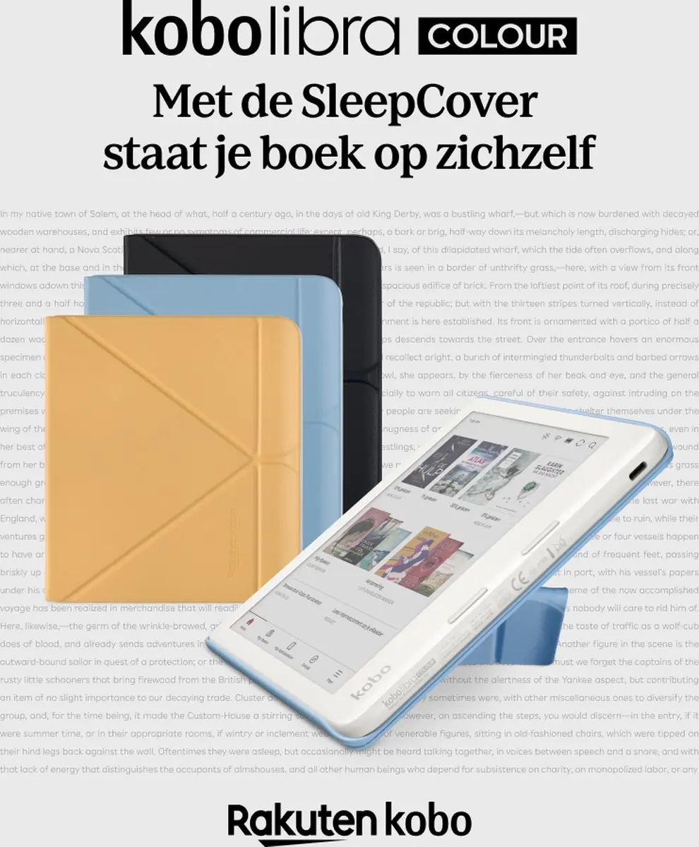 Kobo Libra Colour Hoes - Blauw - Ingebouwde standaard