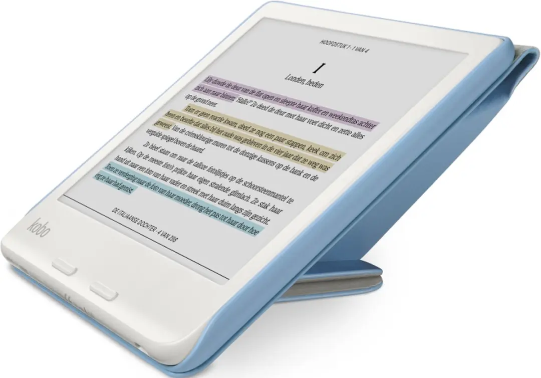Kobo Libra Colour Hoes - Blauw - Ingebouwde standaard